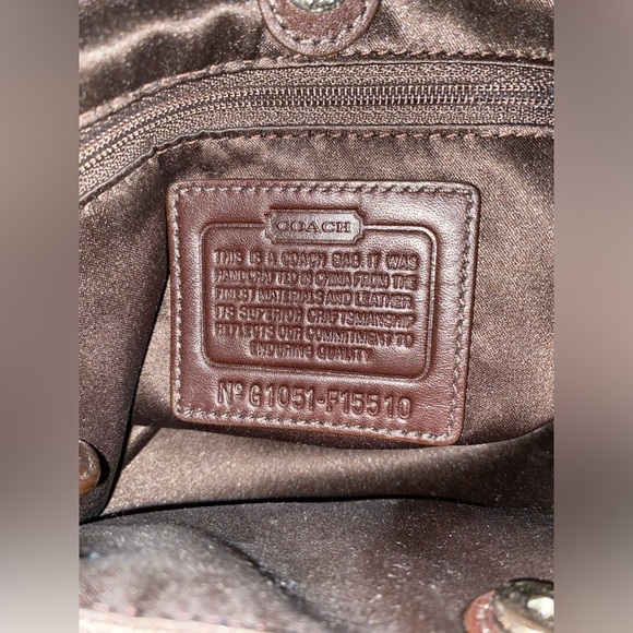 Coach Ashley Signature Sateen Carryall Shoulder F15510 Khaki/Brown - Picture 7 of 7